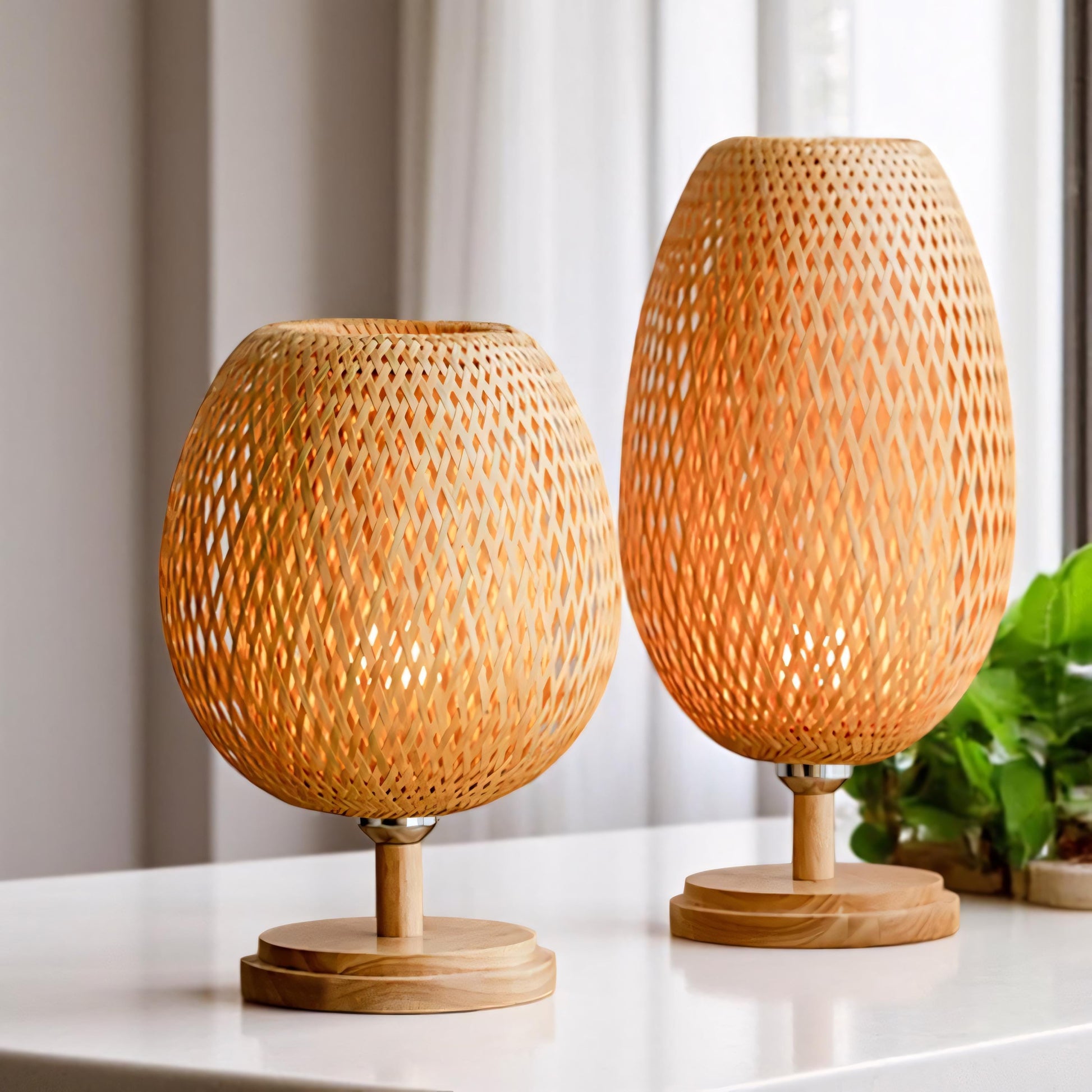 Hand-Knitted Bamboo Table Lamp: Minimalist Zen Bedside Light